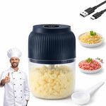 Electric Garlic Chopper, Mini Portable Veggie Chopper, 250ML Garlic Grinder Masher Onion Grinder, Blender To Vegetable, Wireless Food Processor For Ginger, Chili, Fruit, Meat thumbnail