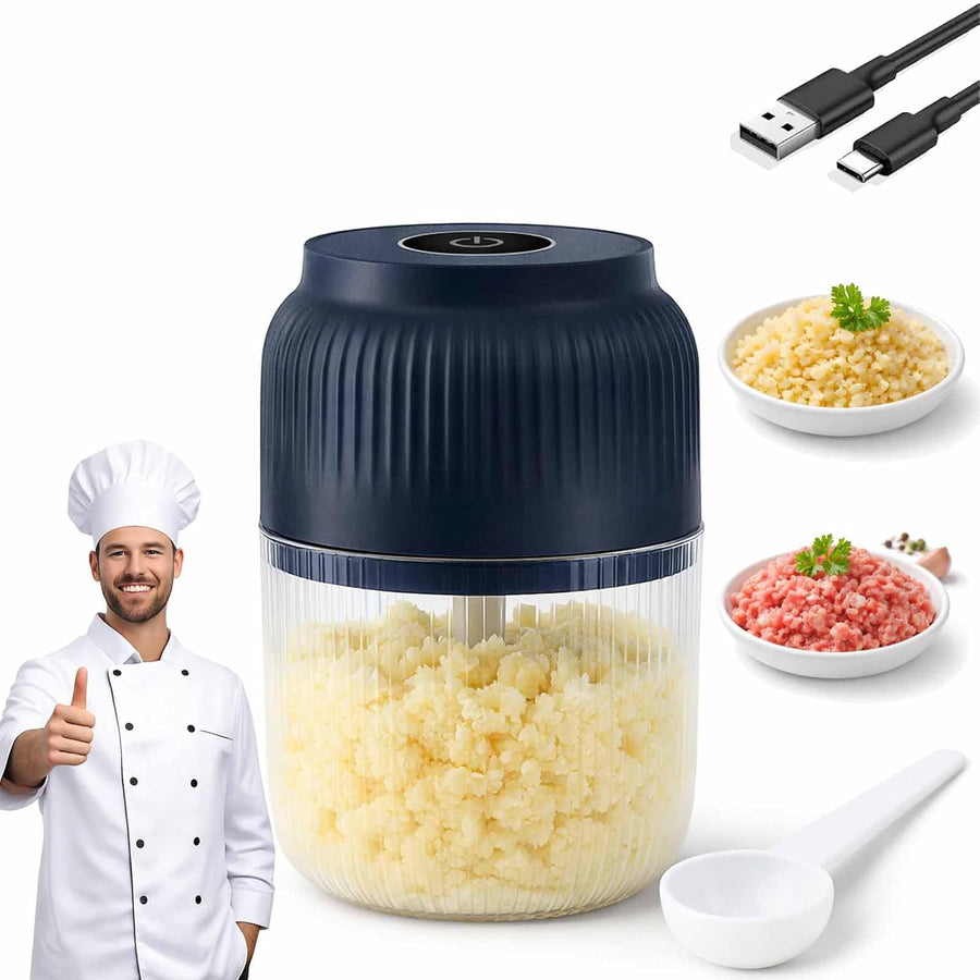 Electric Garlic Chopper, Mini Portable Veggie Chopper, 250ML Garlic Grinder Masher Onion Grinder, Blender To Vegetable, Wireless Food Processor For Ginger, Chili, Fruit, Meat